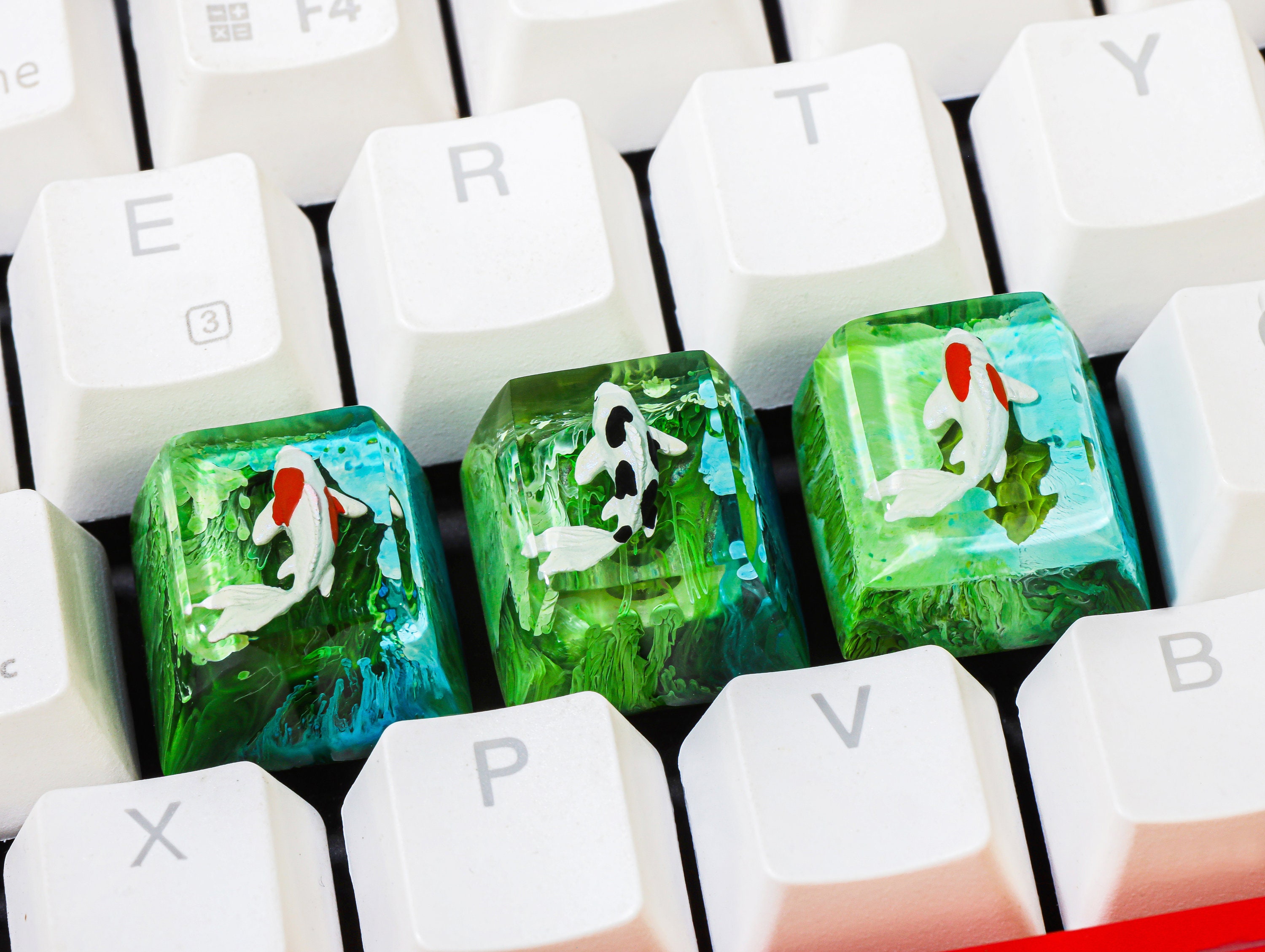 OEM Green Koi Keycap, Fish Keycap, Custom Keycap, Handmade Keycap ...