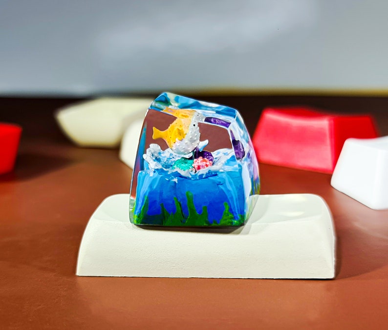Puffer Fish and Diver Keycap, Fish Keycap, Custom Keycap, Artisan ...