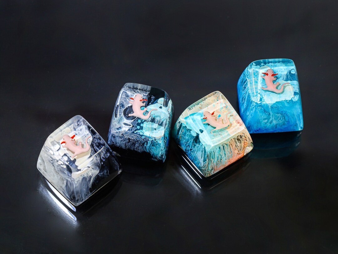 Blue Axolotl Artisan Keycap, White Black Axolot Keycap, Custom Keycap ...