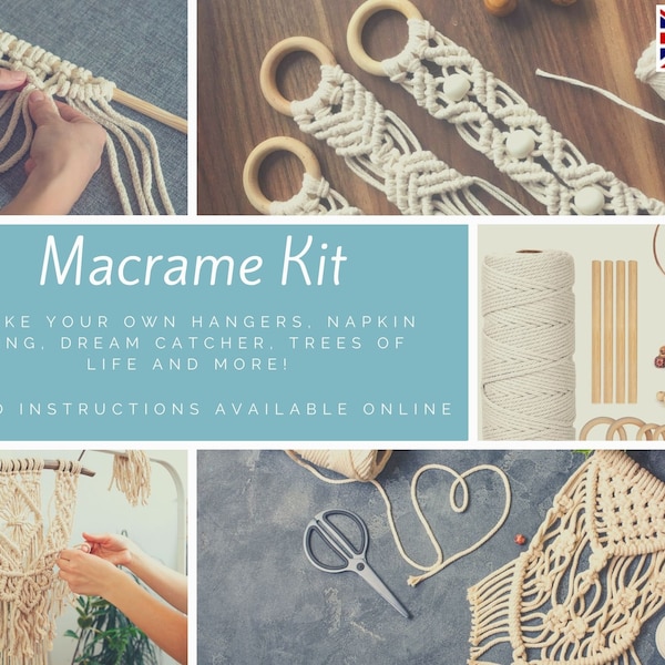 Macrame Kit Learn to make your own macrame plant hangers, wall hangers, napkin rings and more!  Perfect gift - Craft kit for adults