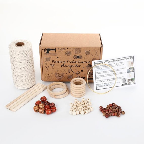 DIY Macrame Kit,Macrame Kits for Adults Beginners, Christmas Macrame Kit  with Macrame Supplies, Macrame Cord, Macrame Beads, Wooden Rings, Dream  Catcher Rings, Macrame Plant Hanger Kit 