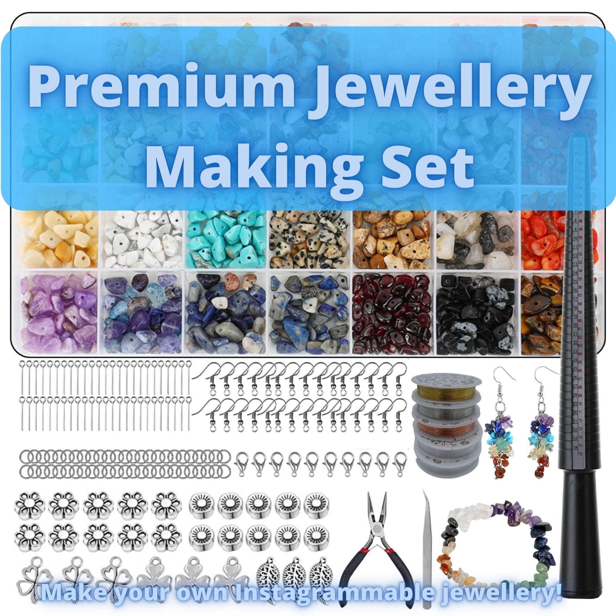 Gemstone Chip DIY Jewellery Making Kit for Teen Girls to Adults Beginners  Tutorials Macrame Bracelets & Earrings 