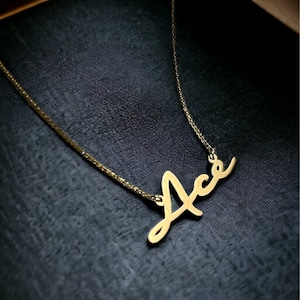 14K Solid Gold Name necklace with Script font - Customized minimalist name necklace with Handwritten font-Personalized Dainty name necklace