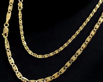 Shiny 14K fully solid yellow gold Star Valentino chain, strong necklace, heavyweight chain