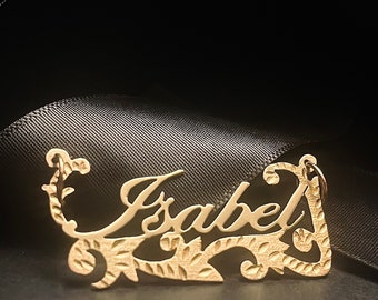 14K or 10K Solid Yellow, White Gold Name Plate Personalized HANDMADE Charm Custom Pendant Necklace, handwriting, script, cursive, gifts