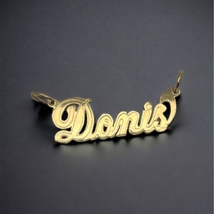 14K or 10K Solid Yellow, White Gold Name Plate Personalized HANDMADE Charm Custom Pendant with outline cut [PENDANT ONLY]