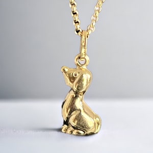 14K Yellow gold high-polished 3D puppy pendant, dog pendant, paw pendant for pet lovers, gift for animal lover