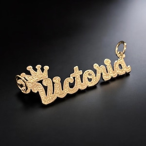 14K, 10K Solid Gold Name Pendant with diamond cut engraving -Personalized Gifts for Her-Handmade Jewelry- custom name necklace, PENDANT ONLY