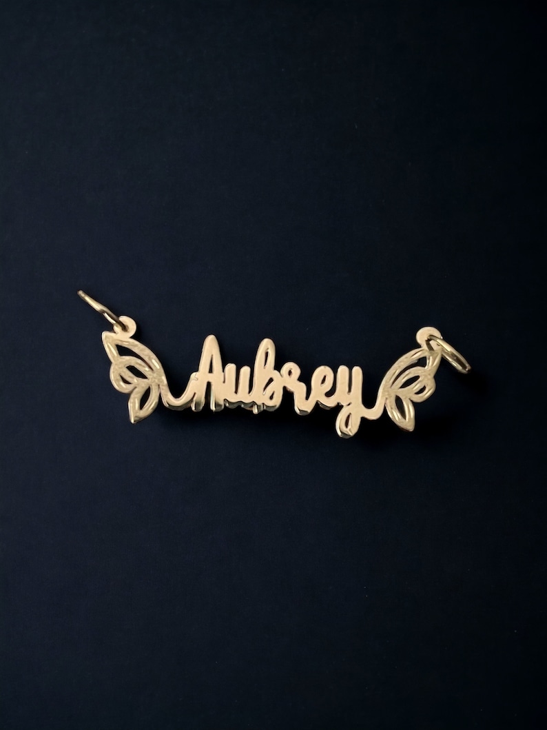 14K, 10K Solid Yellow, White Gold Dainty Name Plate Personalized ...