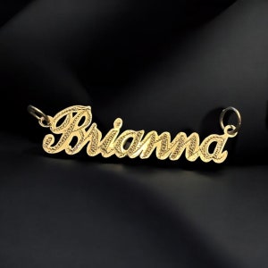 14K, 10K Solid Gold Name Pendant with diamond cut engraving -Personalized Gifts for Her-Handmade Jewelry- custom name necklace, PENDANT ONLY