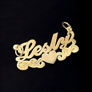14k or 10K  Solid gold Personalized Handmade Name Pendant, Custom name charm with heart, ideal gift for woman, gift for mom, valentine gift
