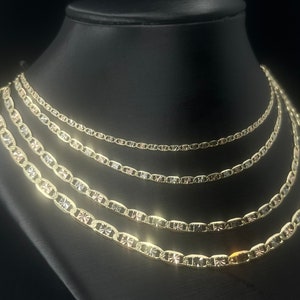 14K fully solid yellow gold Tri-color Star Valentino chain, strong necklace, heavyweight image 1