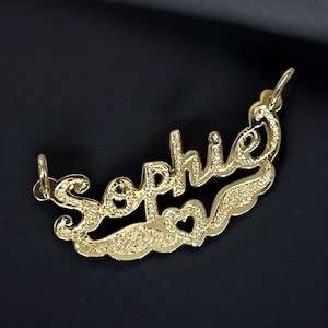14K, 10K Solid Gold Name Pendant with diamond cut engraving -Personalized Gifts for Her-Handmade Jewelry- custom name necklace, PENDANT ONLY