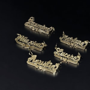 14K, 10K Solid Gold Name Pendant diamond cut engraved -Personalized Gifts for Her-Handmade Jewelry- PENDANT ONLY