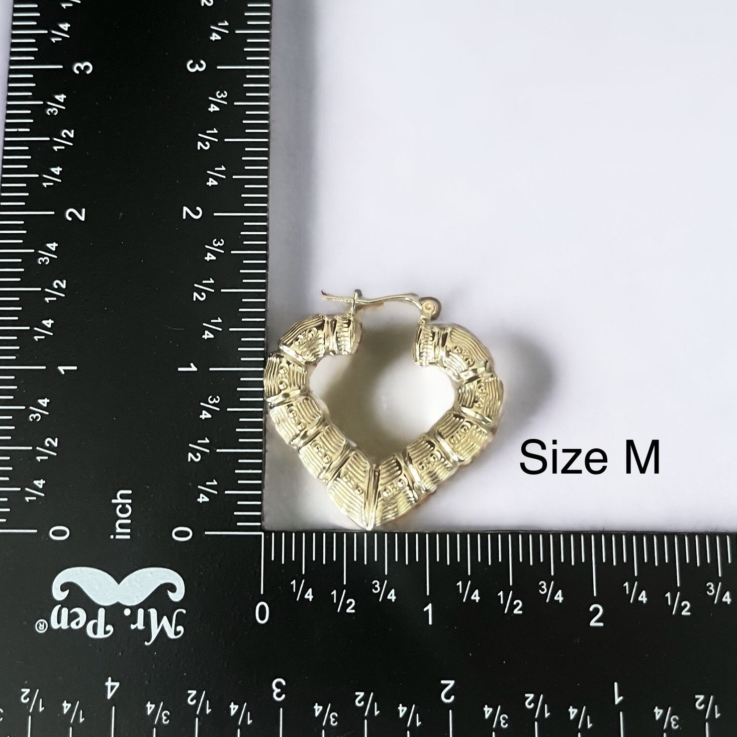10K Gelbgold Damen Rund Diamant Herz Reifen Lange Ohrringe 1/6 Cttw