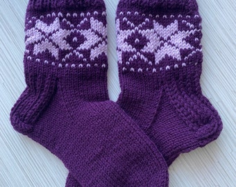 Hand knitted merino wool socks