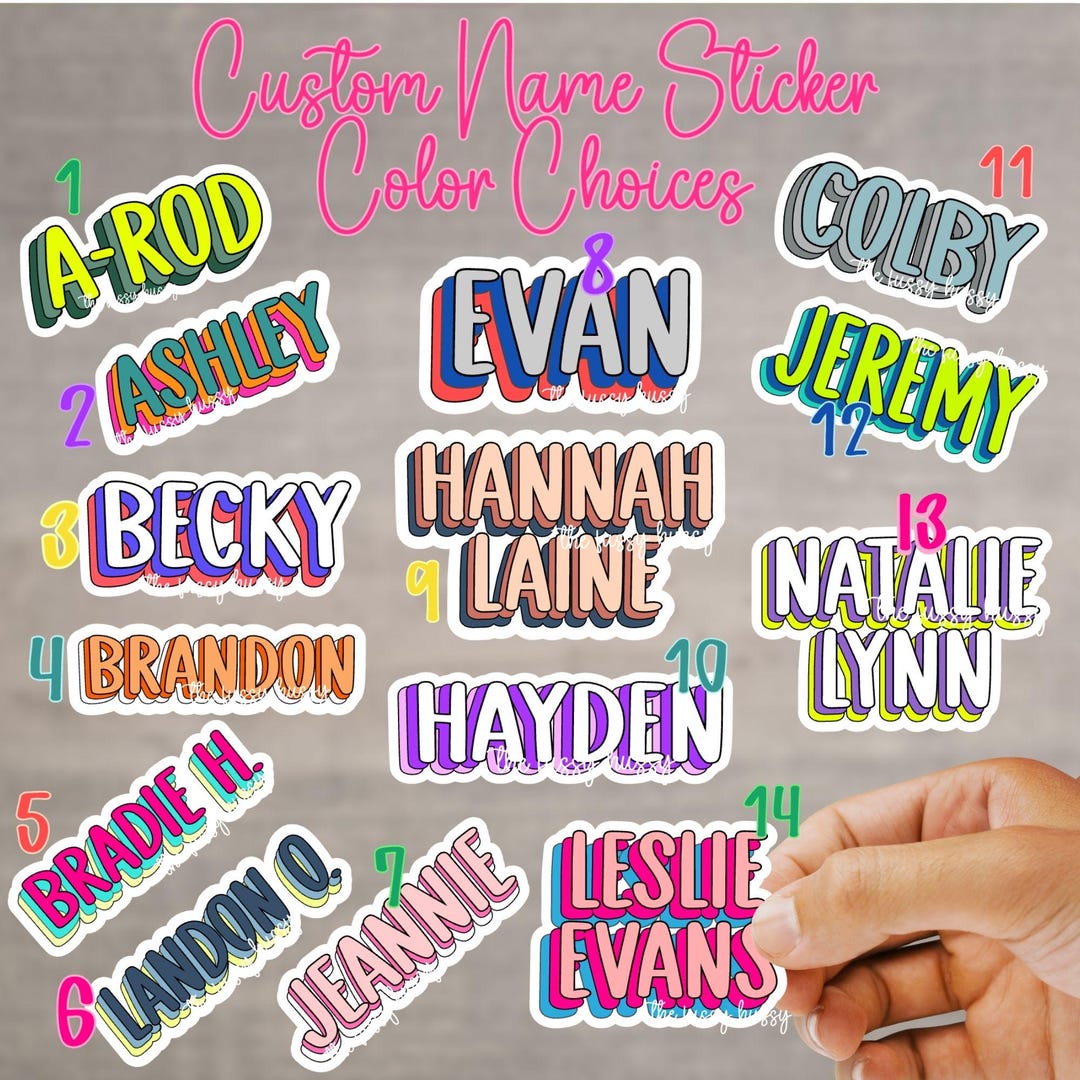 Customize Name Lettering Custom Name Sticker, Bold Retro Lettering, Custom Name Gift ...
