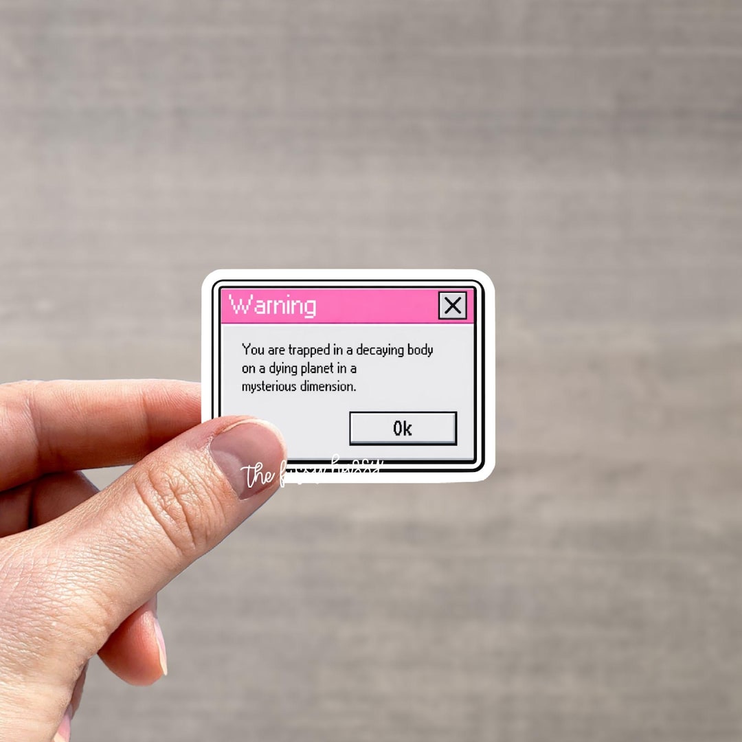 Existential Warning Popup Sticker, Retro Pixel Error Message Sticker ...