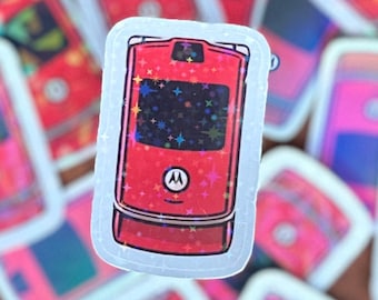 Hot Pink RAZR Flip Phone Sticker, Motorola Razor Cell Phone Sticker