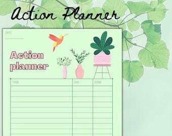 Action Planner | Plant Themed Action Planner | Productivity Planner | ADHD Planner | ADHD Friendly