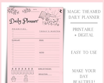 Magic Themed Daily Planner Printable | Daily Planners | Printable | Daily Planner PDF | WITCHY & PINK