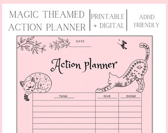 Action Planner | Magic Themed Action Planner | Productivity Planner | ADHD Planner | ADHD Friendly | Pink & Witchy