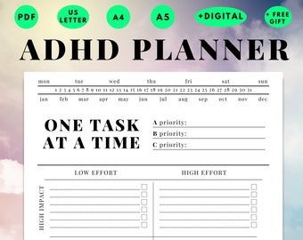 ADHD Priority Daily Planner | Priority Printable | Adult ADHD Productivity Planner | Smart Planning | One Task at a Time