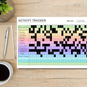 Activity Monthly Tracker | Square System Printable Bullet Journal | Digital Habbit Tracker | Activity tracker PDF