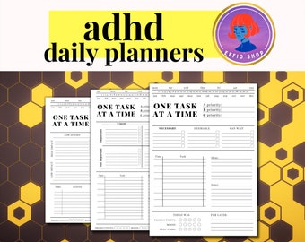 3 ADHD Efficient Daily Planners | Priority Printable | Adult ADHD Productivity Planner | Smart Planning | One Task at a Time