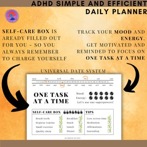ADHD Simple Efficient Daily Planner ADHD Printable Adult ADHD Productivity Planner Neurodivergent Planning One Task at a Time image 4