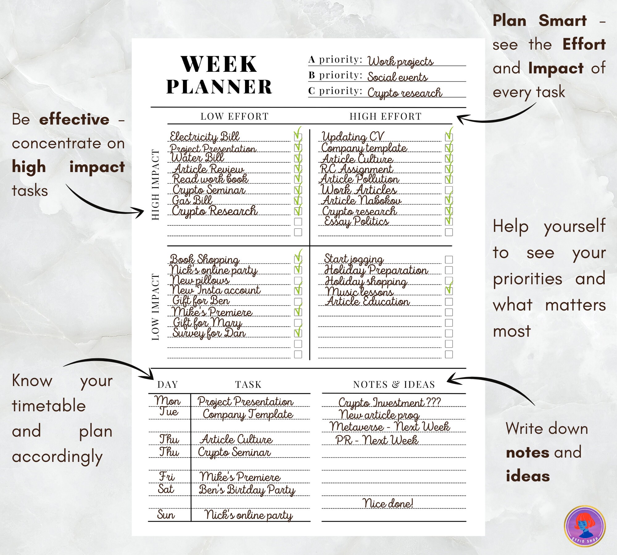 ADHD Priority Weekly Planner | Priority Printable | Adult ADHD Productivity  Planner | Smart Planning | One Task at a Time - Etsy