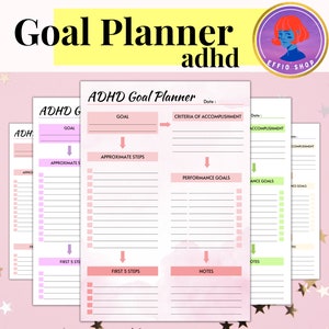 ADHD Goal Planner Printable | Productivity & Efficiency Planner | ADHD Planner Colors Bundle | Goal Planner