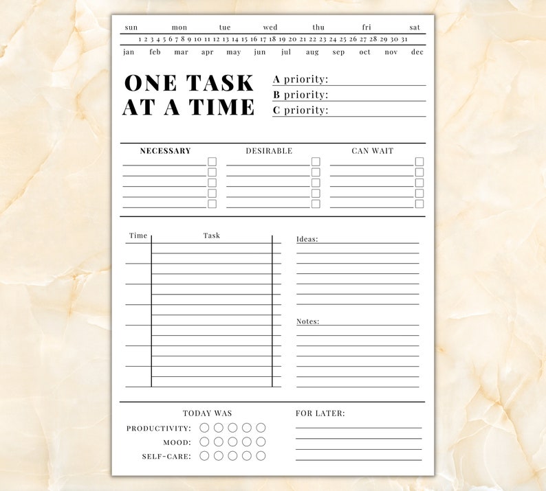 ADHD Daily Planner Printable Adult ADHD Organizer Productivity Planner