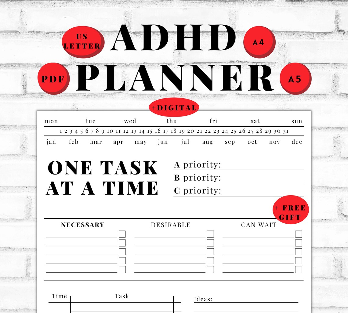 ADHD Daily Planner Printable Adult ADHD Organizer Etsy Australia