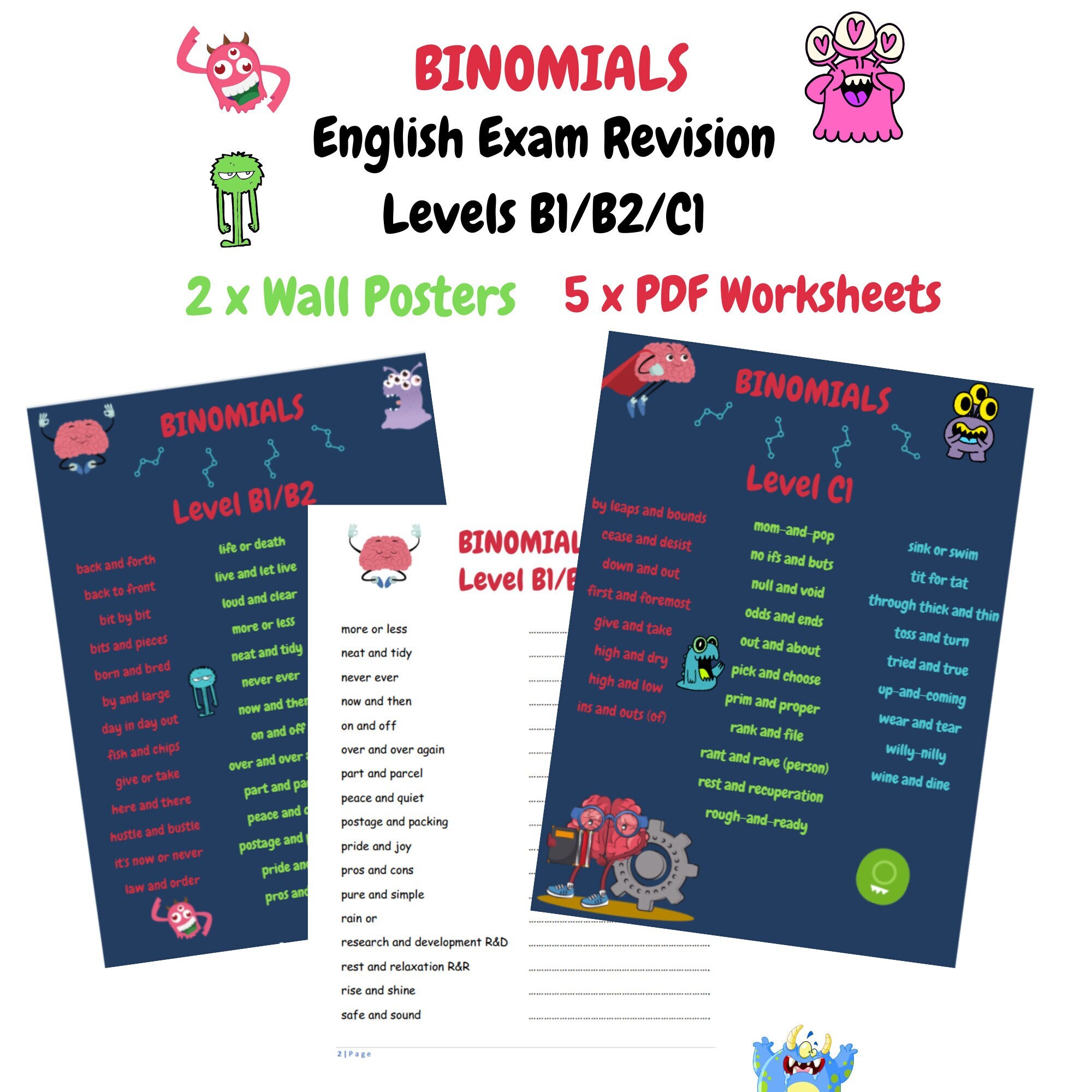 english exam revision wall poster pdf worksheets english etsy