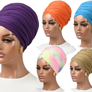PRE-TIED HEADWRAP / Pre-Tied Tubular Turban/ Boho Stretchy HeadWraps For Women/ Hippie Breathable Hair Scarf/ Chemo Gift/ 1Wrap many styles