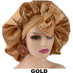 Satin Silk Bonnet with Jersey Wrap, Chemo Hat, Alopecia Hat, Protective Hair Bonnets, Gift for Her, Boho Chic, Women/ Teens Bonnet, XLarge