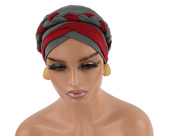 Gorros de quimioterapia trenzados preanudados para el cáncer, gorros de quimioterapia, turbante trenzado, regalo para ella, gorro protector para cabello rizado para mujer