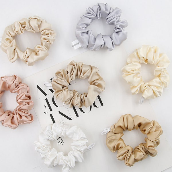 100% Mulberry Silk Scrunchie-Large Size Ponytail Holder 22 Momme Silk Hair Ties for Women Girls Gift For bridesmaid birthday teacher Mothers