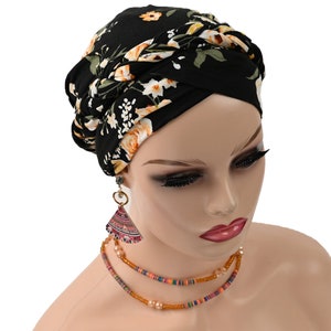 PRE-TIED Turban, Full Coverage Cap, BRAIDED Pre-tied Women&#39;s Stretchy Hat Chemo gift, Bamboo hat, Alopecia, Protective Styling, Post Surgery