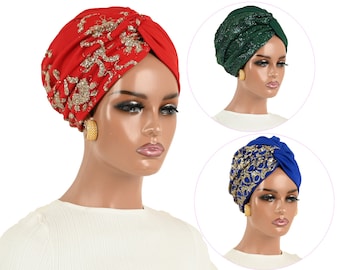 PREMIUM EXQUISITE PRETIED Luxury Turban Wedding Instant Turban Headwrap Women Party Wear Brides Fashion Turban Stylish Headwear Gift for Her