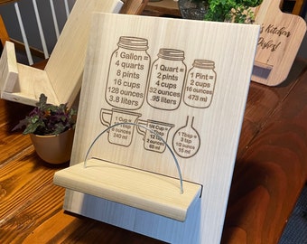 Cookbook Stand, Personalized Wooden Cookbook Stand, Mother's Day Gift, Gifts for Mom, Anniversary Gift, Personalized Gifts