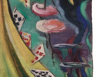 Tableau peinture expressionniste huile sur panneau circa 1950
