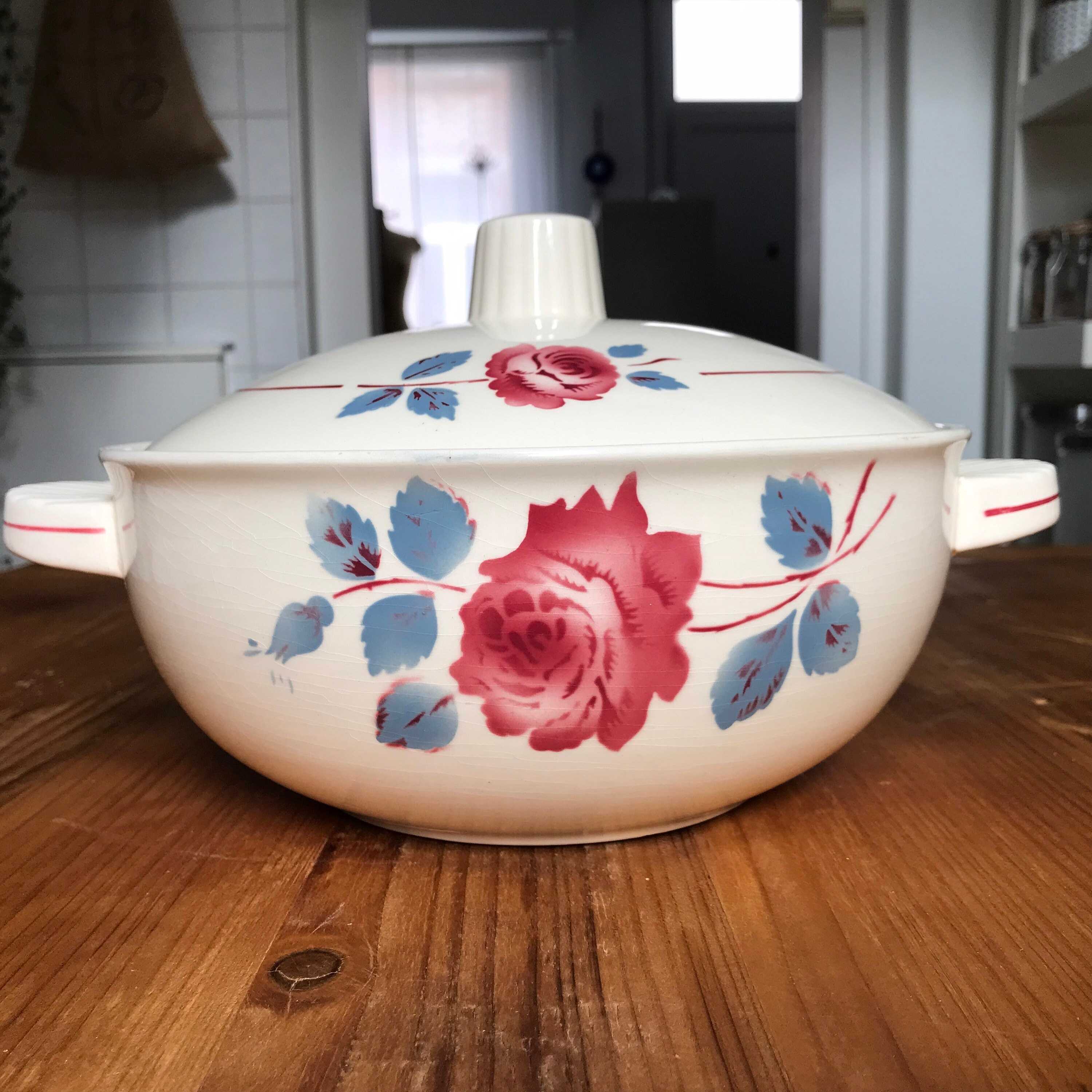 Badonviller Légumier Décor à La Rose Vers 1930