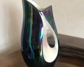 Verceram iridescent ceramic pitcher vase circa 1950