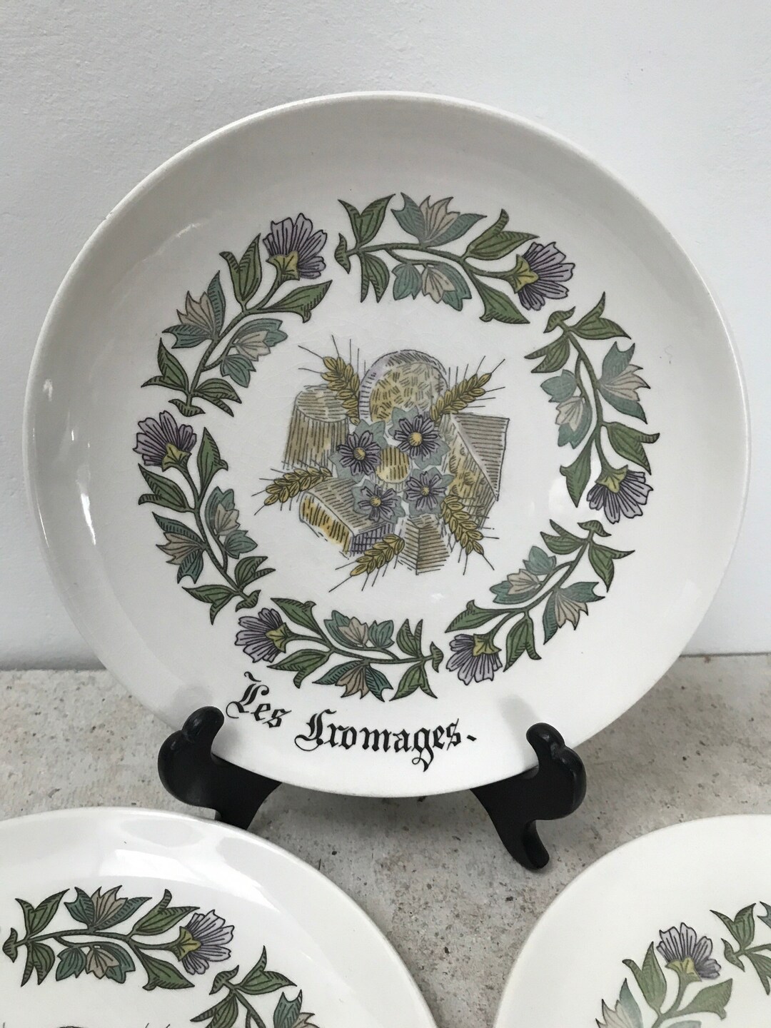 Five Porcelain Cheese Plates From the Faience Factory of Gien Circa ...