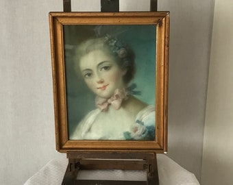 Tableau dessin au pastel encadré sous verre et signé Zoé Laigneau circa 1930