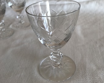 Series of nine port or liqueur glasses in crystal from Saint Louis circa 1950
