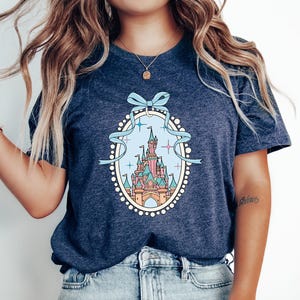 Disney Magical Castle with Blue Coquette T-Shirt, Magic Kingdom Tshirt, Disney Girl Trip Shirt, Disney Coquette Bow Shirt, Disneyworld Shirt