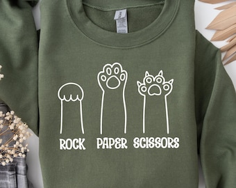 Rock Paper Scissors Cat Paw Sweatshirt: Funny Cat Lover Pullover